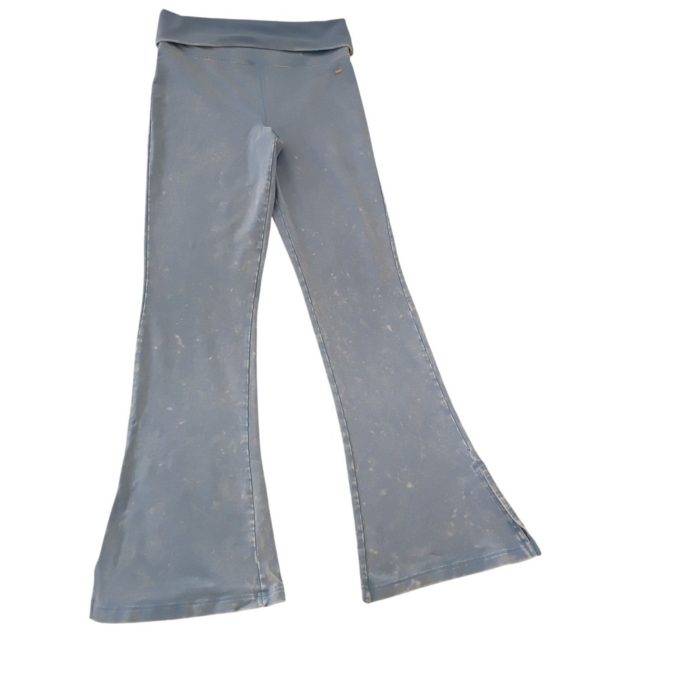 PINK Victoria's Secret Blue Acid Wash Foldover Flare Yoga Pants L Tall Y2K 32T